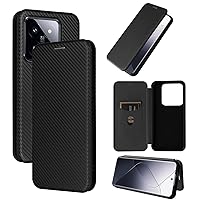 ZORSOME for Xiaomi Mi Redmi Note 13 Pro + 5G Flip Case,Carbon Fiber PU + TPU Hybrid Case Shockproof Wallet Case Cover with Strap,Kickstand,Stand Wallet Case for Xiaomi Mi Redmi Note 13 Pro + 5G,Black