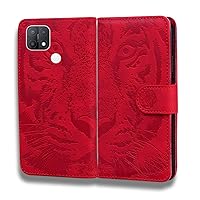 Case for Oppo A15/A15S,Tiger Pattern Premium Leather Wallet Kickstand Flip Case Magnetic Clasp Cover