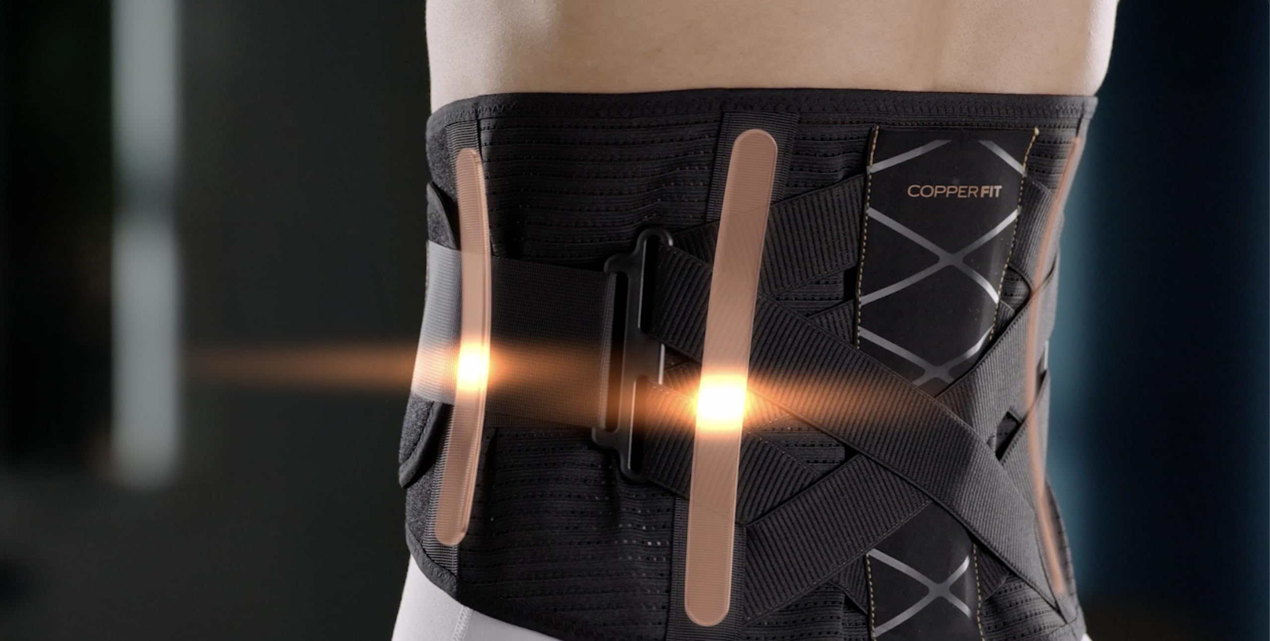 Copper Fit X Back Lumbar Support with Advanced X Compression System for Posture Support, Lightweight, Copper-Infused for Odor Reduction