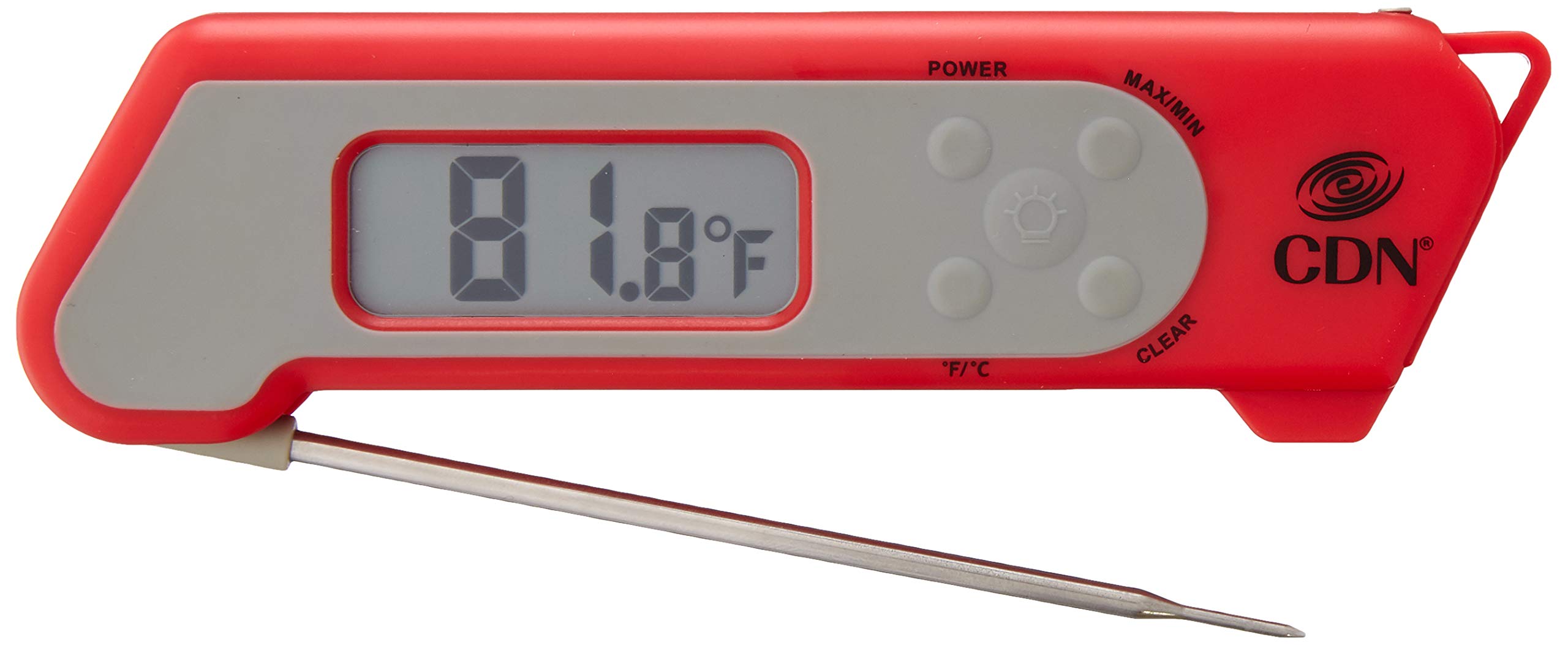 CDN ProAccurate Digital Themometer - Folding Thermocouple Thermometer - Instant Read - Stainless Steel Tip - Red (TCT572-R)