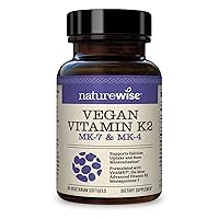 NatureWise Vitamin K2 MK-7 100mcg and MK-4 500mcg - Enhanced Bioavailability Formula - K2 Vitamin Supplement for Bone Health + Heart Health - Vegan, Gluten Free, Non-GMO - 90 Softgels[3-Month Supply]