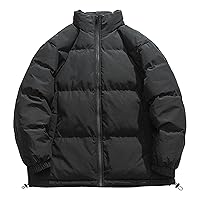 Men's Thicken Down Jacket Coats Warm Winter Stand Collar Parka Outwear Lightweight Fleece Padded Overcoat