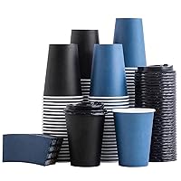 500 Pack 12 oz Disposable Coffee Cups with Lids and Sleeves, To Go Paper Cups, Hot & Cold Drinking Cups for Tea, Coffee, Water, Hot Chocolate, Paper Coffee Cups Ideal for Home,Cafes,Store