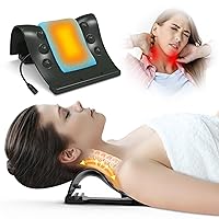 Heated Neck Stretcher - Instant Neck Pain Relief, Muscle Relaxation, Neck Curve Corrector, and Cervical Traction Device for TMJ Pain Relief, Neck Hump Correction (Black)
