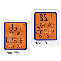 iPower 2-Pack Digital Indoor Thermometer and Hygrometer Accurate Temperature Monitor Humidity Gauge Indicator with Backlight Large LCD Display Screen for Home, Office, Greenhouse, Garden