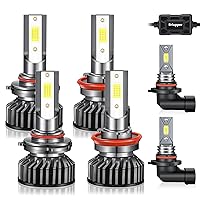 LED Bulbs Combo For 2013-2018 DODGE RAM 1500 2500 3500 Without Projector, 9005 + H11/H9 High/Low Beam + 9145 LED Fog Light Bulbs,6 PCS