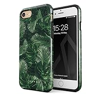 BURGA Phone Case Compatible with iPhone 7/8 / SE 2020 - Hybrid 2-Layer Hard Shell + Silicone Protective Case -Tropical Exotic Green Palm Tree Leaf Plant Leaves - Scratch-Resistant Shockproof Cover