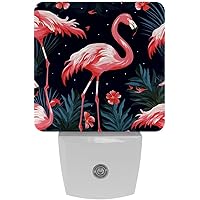 2 Pack Tropical Flamingo Pattern Plug in LED Night Light Auto Sensor Dusk to Dawn Decorative Night for Bedroom, Bathroom, Kitchen, Hallway, Stairs, Hallway, Baby's Room, Energy Saving