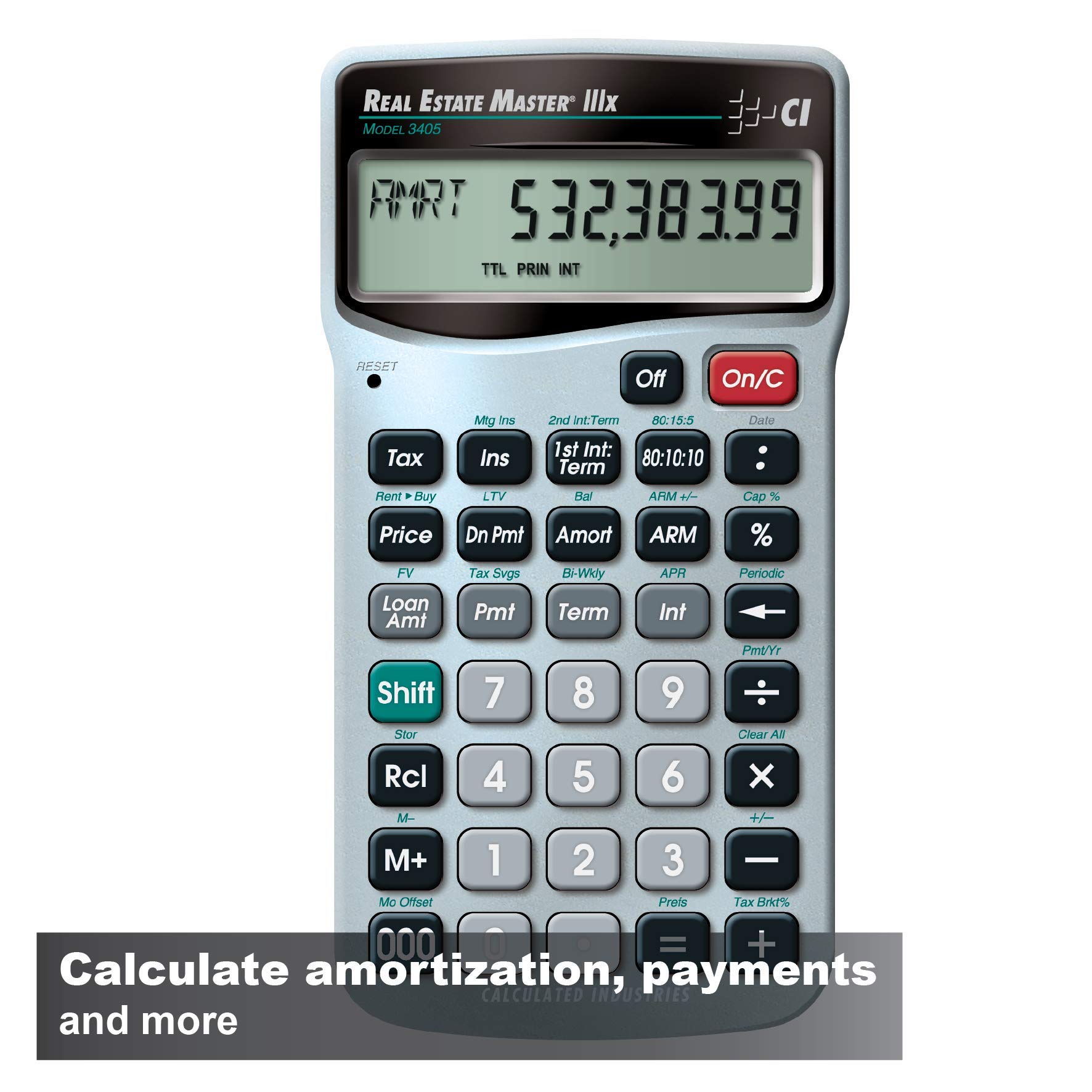 Calculated Industries 3405 Real Estate Master IIIx Residential Real Estate Finance Calculator | Clearly-Labeled Function Keys | Simplest Operation | Solves Payments, Amortizations, ARMs, Combos, More