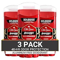 Aluminum Free Deodorant for Men, Swagger Scent, 3.8 oz (Pack of 3)