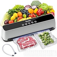 Vacuum Sealer New Upgraded 70 Kpa One-Touch Full Automatic Vacuum Sealer with LED Touch Screen Indicator Lights, Air Sealing System for Food Storage Dry/Moist Modes, 15 Seal Bags & 1 Air Suction Hose