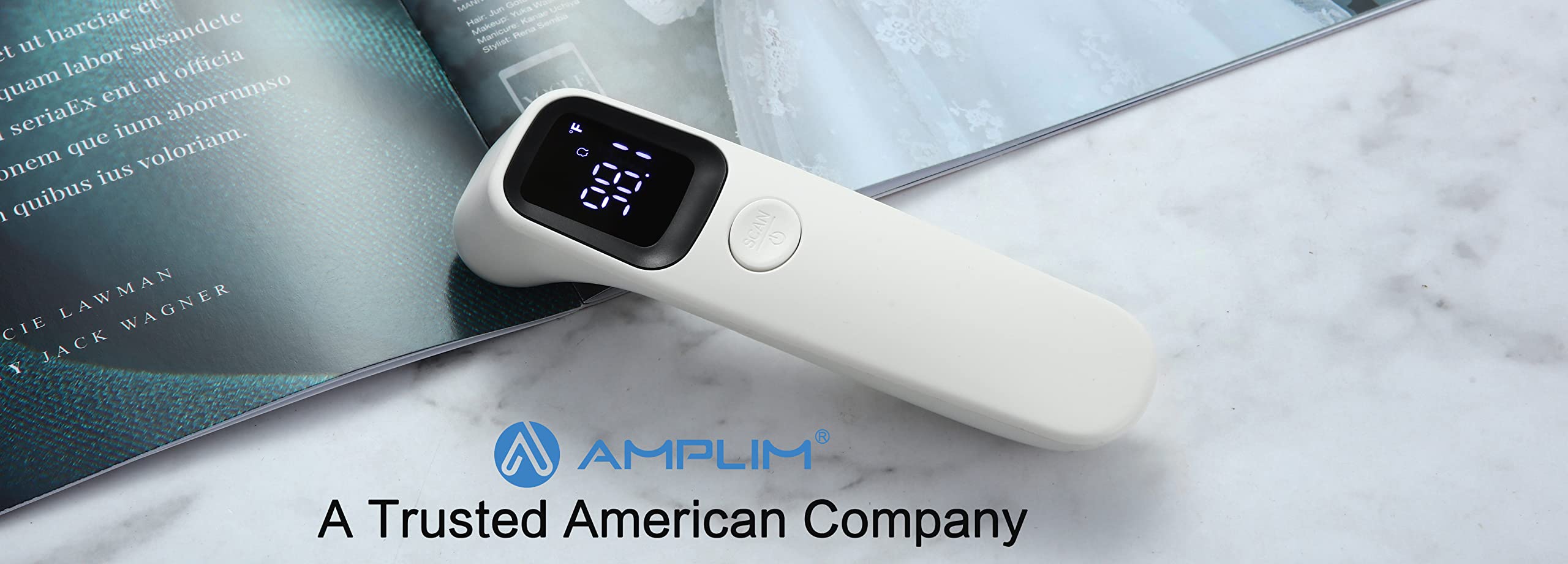 Amplim Non Contact/No Touch Forehead Thermometer for Adults, Kids, and Babies, Accurate Medical Grade Touchless Temporal Thermometer FSA HSA Approved, White
