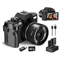 Digital Cameras for Photography, 4k&48MP Video/Vlogging Camera for YouTube, Travel Camera with 32GB TF Card & 2 Batteries,Compact Camera, Choice for Beginners