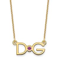 Jewels By Lux 10K Gold Medium 2 Initial with 14k Bezel Birthstone Cable Chain Necklace (Length 18 in Width 20 mm)