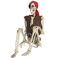 Hourleey 5 FT Halloween Skeletons Decoration, Life Size Full Body Bones Skeletons with Posable Joints, Halloween Pose Skeleton Decorations for Indoor Outdoor Party Haunted House Decor
