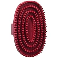 Essentials Rubber Curry Grooming Brush with Loop Handle Red