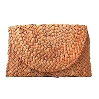 Fashion Culture Women's Eliza Crochet Straw Envelope Clutch, Orange