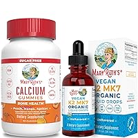 Calcium Supplement & Vitamin K2 MK-7 (Unflavored) Liquid Drops by MaryRuth's | Calcium Gummies, Strong Bones & Teeth | Liquid Drops Assists Calcium Absorption