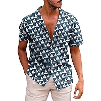 Summer Romance Oversized Blouse Men Swim Short Sleeve V Neck Button Down Tee Shirts Cool Print Polyester Fit Blouses Men White