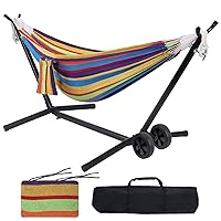 Portable Hammock with Stand Included with Wheels Double Outdoor 2 Person Heavy Duty Hamacas con Base 450 lb Capacity