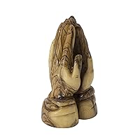 Olive Wood Praying Hands from Bethlehem with a Certificate Made in The Holy Land (4.5'')