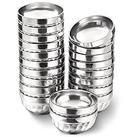 20 Pack Stainless Steel Bowls 4.5 Inches Metal Double Walled Snack Bowls Small Insulated Metal Mixing Bowls Multipurpose Lightweight Toddlers Dinner Bowls for Cereal, Noodles, Ice Cream
