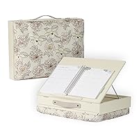 Lap Desk - Flora. 3 Adjustable Angles, Magnetized Storage Lid, Soft Pillow Bottom, Solid Wood Top. Small and Large Interior Compartments Fit Accessories and Planners by Erin Condren.