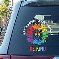Be Kind Peace Rainbow Sunflower Car Window Stickers Pride Gay Lesbian Same Sex LGBTQ Car Decal Window Decal Rainbow Personalized Bumper Stickers for Cars/Trucks Window Decor Gift to Friends