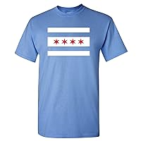 UGP Campus Apparel Chicago US City Flag Basic Cotton T-Shirt - Large - Carolina Blue