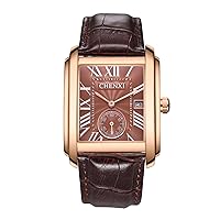 FENKOO Mode Klassische Quadratische Braun Lederband Armbanduhren Herren Luxus Marke Uhren Quarzuhr Montre Femme
