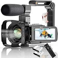 Camcorder with 4K Video Camera, 48MP Resolution, 60FPS IR Night Vision Vlogging Camera with 18X Zoom, WiFi Connectivity, YouTube Recording Capability, 32GB SD Card, Microphone