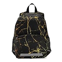 ALAZA Black Marble With Gold Geometric Kids Toddler Backpack Purse for Girls Boys Kindergarten Preschool School Bag w/Chest Clip Leash Reflective Strip