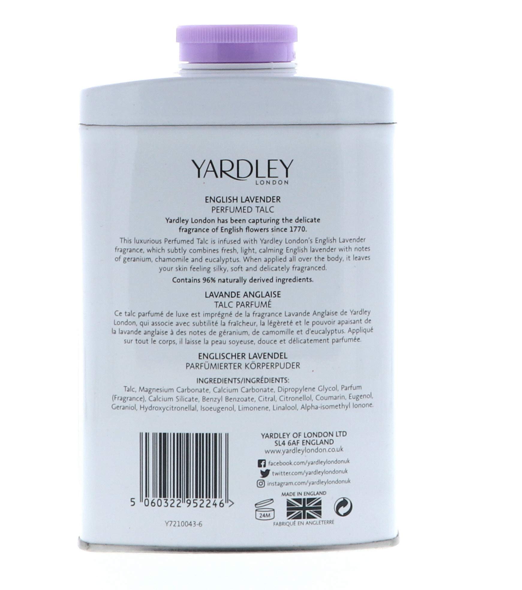 Yardley of London English Lavender Perfumed Talc, 7 Oz, Made in England - NEW FORMULA