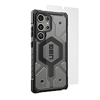 URBAN ARMOR GEAR UAG Designed for Samsung Galaxy S24 Ultra Case Pathfinder Clear Ice Magnetic Charging Bundle with UAG Premium Tempered Glass Screen Protector 6.8