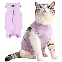 Cat Recovery Suit, E-Collar & Cone Alternative Cat Surgery Recovery Suit Soft Breathable Cat Post Surgery Suit for Female Cat, Post-Surgery or Skin Diseases Protection Purple S