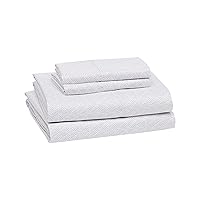 Lightweight Super Soft Easy Care Microfiber 4 Piece Bed Sheet Set with 14-Inch Deep Pockets, Queen, Gray Crosshatch, Printed