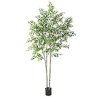 Tall Ficus Tree Artificial，8ft(96in) Realistic Texture Potted Faux Ficus Tree， Fake Trees Indoor Outdoor for Home Office Living Room Bedroom Foyer Porch Decor.