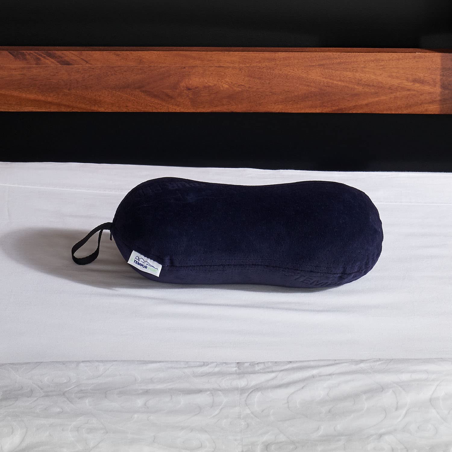 Tempur-Pedic All-Purpose Memory Foam Travel Pillow, Peanut-Shaped Lumbar Pillow for Neck and Back Pressure Relief, Navy