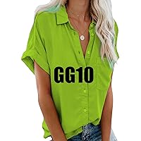EFOFEI Ladies Button Office Top Work Loose Fit Top Basic Casual Shirt
