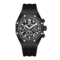 MF MINI FOCUS Mens Watch Octagon Casual Wrist Watch Chronograph Waterproof Luminous Calendar Silicon Band Cool Watch for Men