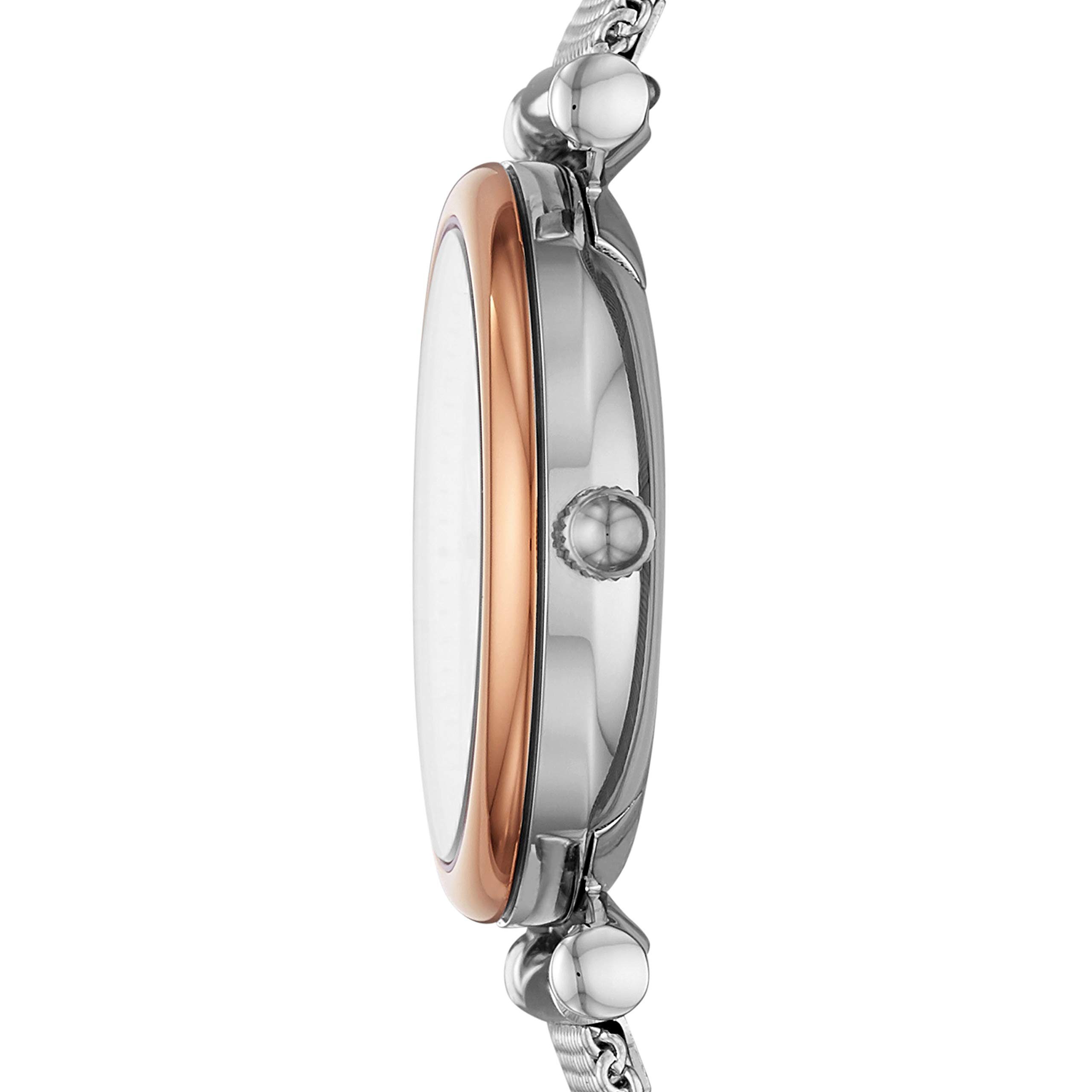Fossil Women's Carlie Mini Quartz Stainless Steel Mesh Three-Hand Watch, Color: Rose Gold, Silver (Model: ES4614)
