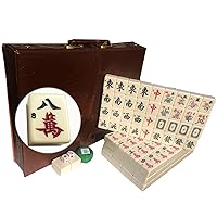 YUWUAR Deluxe Mahjong Classic, Mahjong Set with Two-Coloured Tiles and  Lined Aluminium Storage Box, Family Game for 4 Players from 8 Years Old