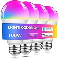 Smart Light Bulbs 100W Equivalent, 1350LM 11W WiFi Smart Bulb Compatible with Alexa/Google Assistant/Smart Life, A19 E26 Color Changing, No Hub Required,2.4GHz WiFi Only,ETL Listed,4PCS
