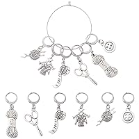 Stiesy Sewing Theme Crochet Stitch Marker 6 Styles Tibetan Silver Removable Crochet Stitch Marker Charms for Knitting Weaving Sewing Accessories Handmade Jewelry