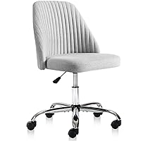 Sweetcrispy Armless Office Chair Cute Desk Chair, Modern Fabric Home Office Desk Chairs with Wheels Adjustable Swivel Task Computer Vanity Chair for Small Spaces