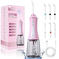 Water Dental Flosser Cordless Teeth Cleaning MOCEL 5 Modes Oral Irrigator Portable and USB C Cable Rechargeable IPX7 Waterproof Flossing Teeth Pick Irrigation Cleaner for Home Travel (Pink)