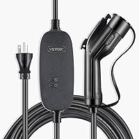 VEVOR Level 1+2 EV Charger, 16 Amp 110-240V, Portable Electric Vehicle Charger with 25 ft Charging Cable NEMA 6-20 Plug NEMA 5-15 Adapter, Plug-in Home EV Charging Station for SAE J1772 Electric Cars