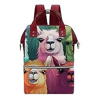 Colorful Llama Alpaca Durable Travel Laptop Hiking Backpack Waterproof Fashion Print Bag for Work Park Red-Style