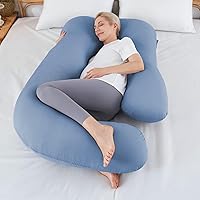 Sasttie Cooling Pregnancy Pillows for Sleeping, 59'' U Shaped Full Body Pillow Pregnant Pillow, Pregnancy Must Haves, Maternity Pillow for Pregnant Women, Blue