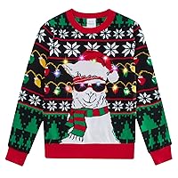 ADUKIDE Boys Ugly Christmas Sweater Xmas LED Light up Sweatshirt Girls Long Sleeve Knit Pullover Size 7-14T
